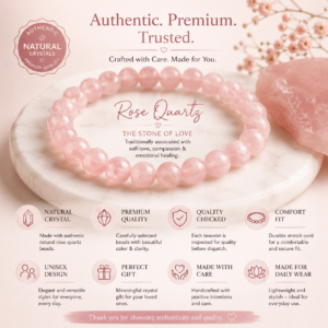 Natural Rose Quartz 8mm Bracelet | Genuine Crystal Bracelet