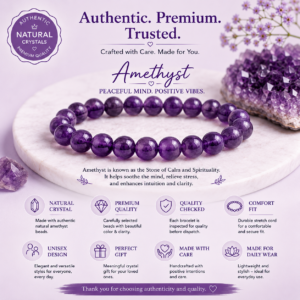 Natural Amethyst 8mm Bracelet Genuine Crystal Bead Bracelet